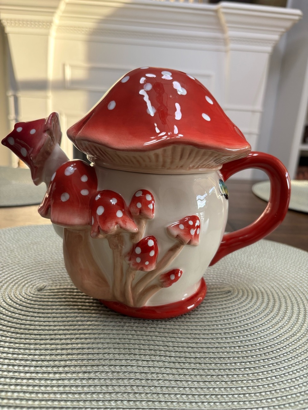 Vintage ceramic blue sky heather goldminc mushroom teapot
